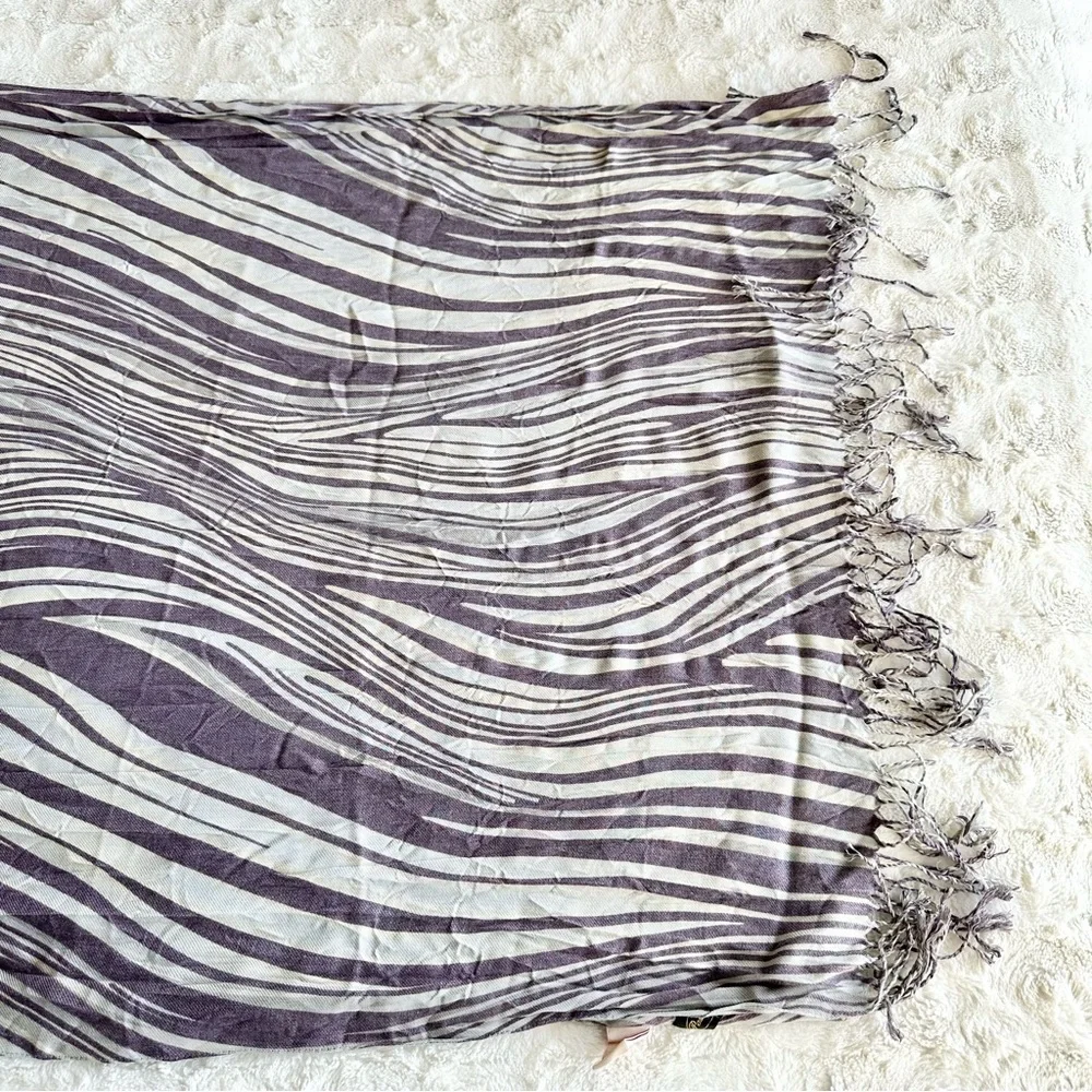 Pashmina Scarf Wrap Shawl Womens Purple Zebra Animal Print Whimsygoth Rave Italy